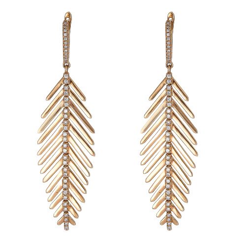 [E5011-RG] Rose Gold Short Feather Earrings