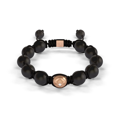 [D226182] Shamballa Jewels Rose Gold Diamond 10mm Braided Bead Bracelet
