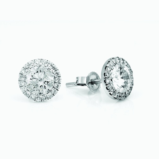 [EWW14#3507] The White Diamond Halo Stud Earrings