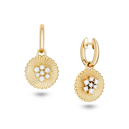 [E019AYG-MR] Seven Sisters Diamond Earrings With Gold Hoops