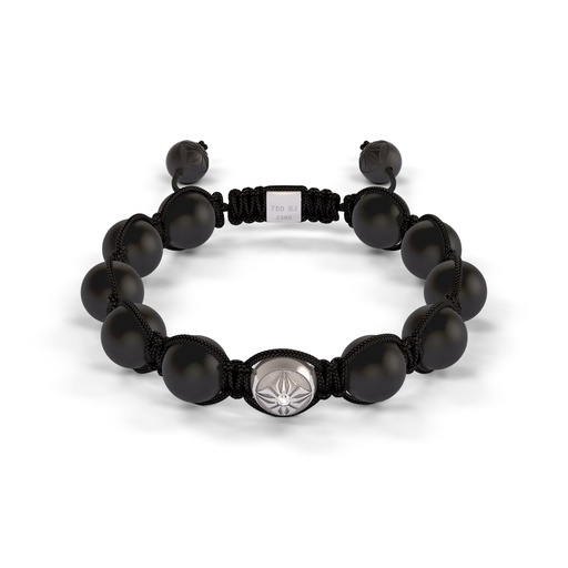 [D234733] Shamballa Jewels White Gold Diamond 10mm Braided Bead Bracelet