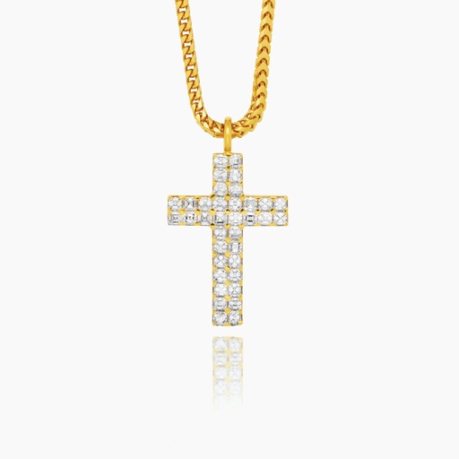[PYW303X] The 2 Row Asscher Cut Cross Pendant