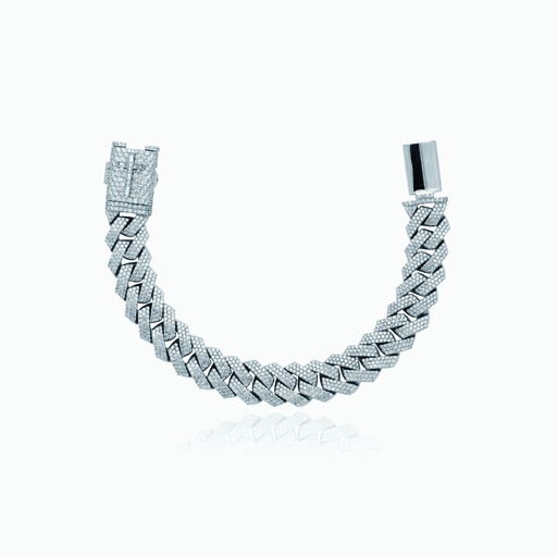 [BWW25-165#3572] The Jagged Cuban Link Bracelet with Cross Clasp.