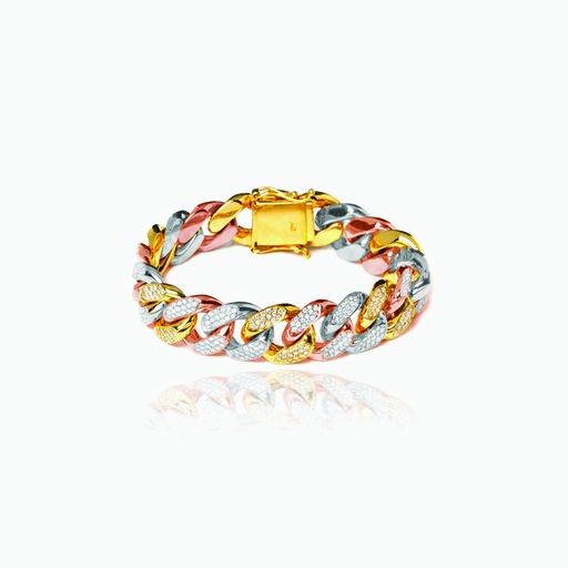 [B19503#3577] The Tri-Tone Cuban Link Bracelet