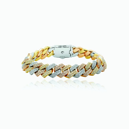 [B7005#3578] The Tri-Tone Jagged Cuban Link Bracelet