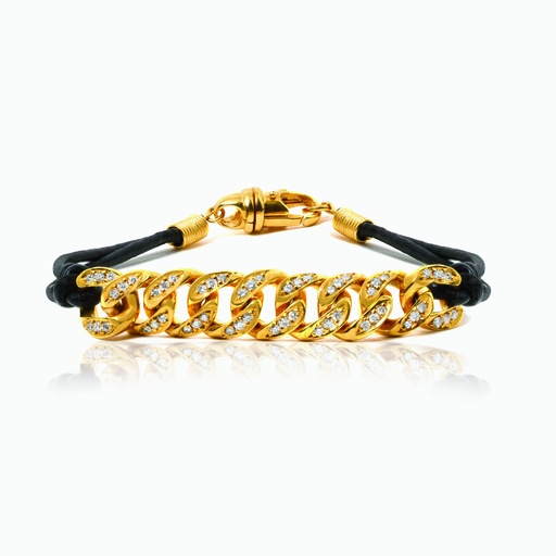 [BYW31X#3588] The Cuban Link Leather Cord Bracelet