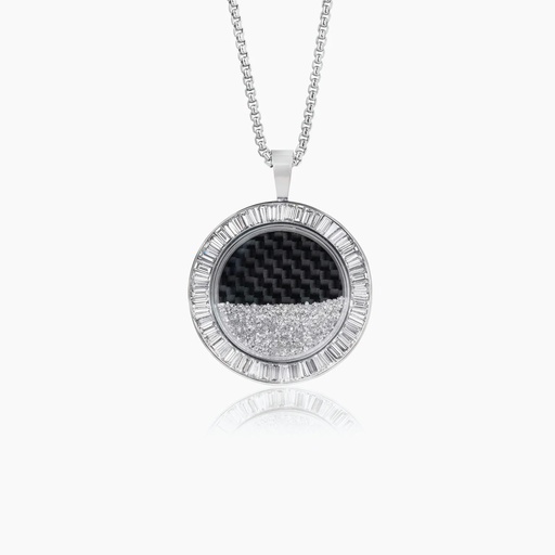 [PWW168X] The Baguette Floating Diamond Circle Pendant