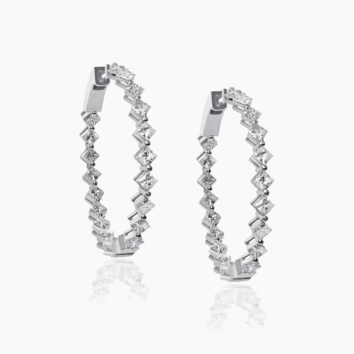 [EWW20X] The Bezel Princess Hoop Earrings