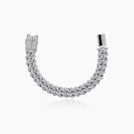 [BWW25-165] The Jagged Cuban Link Bracelet with Cross Clasp.