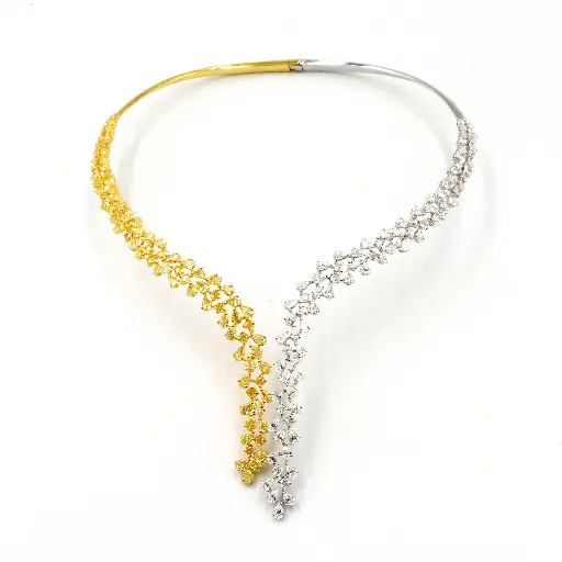 [FN-1965#3767] Fancy Yellow & White Diamond Cocktail Necklace