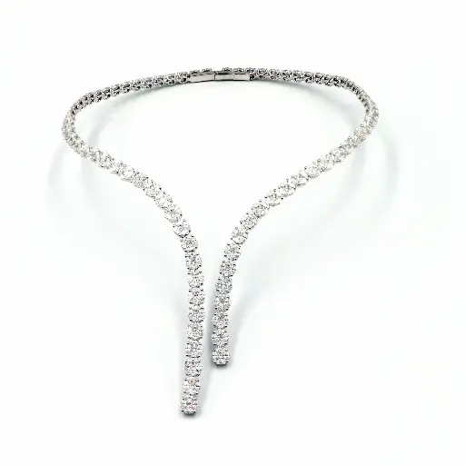 [EAN-1507#3770] White Gold Diamond Cocktail Necklace