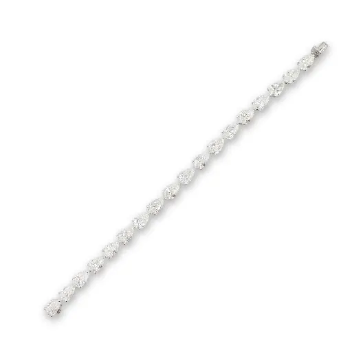 [RABR-11229#3775] White Gold Pear Shape Diamond Tennis Bracelet
