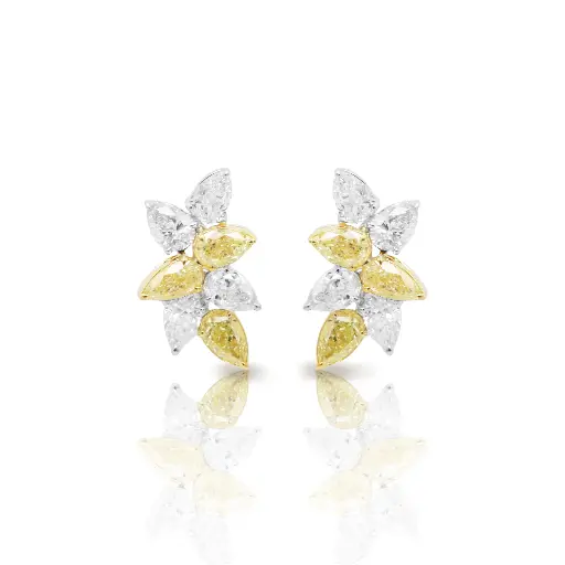 [FER-1842#3777] Fancy Yellow & White Diamond Earrings
