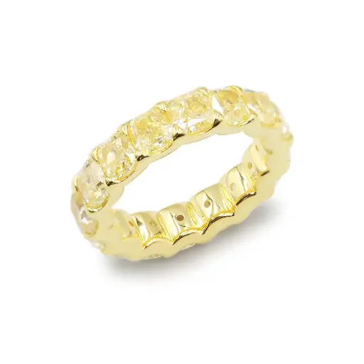 [FR-2073#3778] Fancy Yellow Diamond Cushion Cut Full Eternity Ring