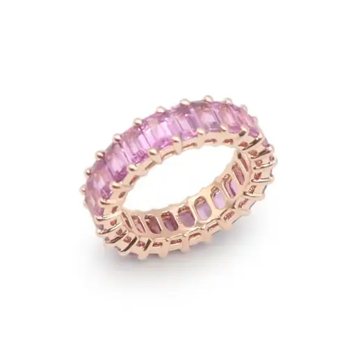 [GAR-1194#3780] Rose Gold Full Pink Sapphire Eternity Ring