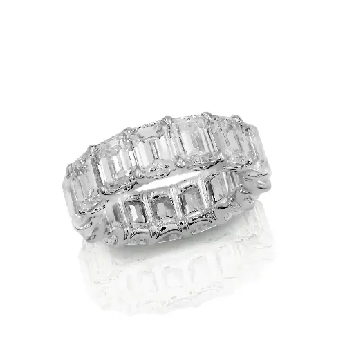 [RAR-10622#3782] White Gold Diamond Emerald Cut Full Eternity Ring
