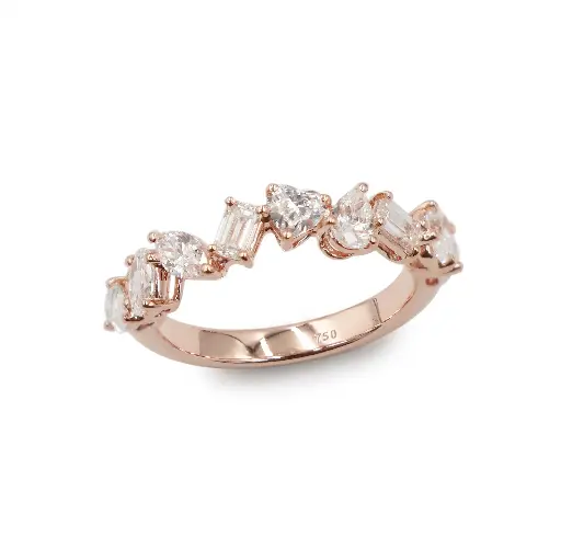 [EAR-1190.9#3787] Rose Gold Mixed Shape Half Eternity Ring