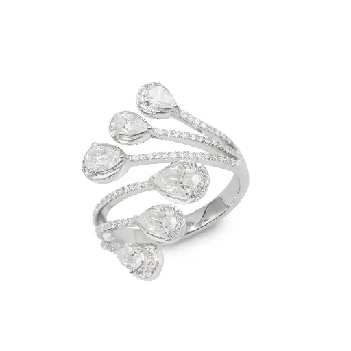 [EAR-1820#3789] White Gold Diamond Cocktail Ring