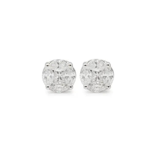 [EAER-1482.10#3790] White Gold Illusion Diamond Stud Earrings