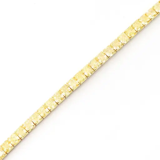 [FBR-1372#3799] Fancy Yellow Diamond Cushion Cut Tennis Bracelet