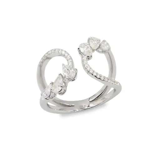 [RAR-11711#3801] White Gold Diamond Cocktail Ring