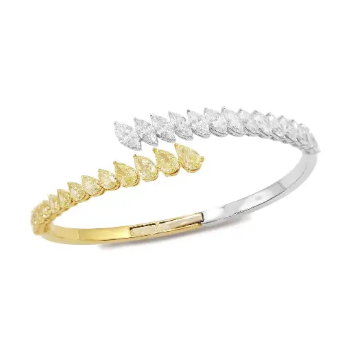 [FB-1419#3803] Fancy Yellow & White Diamond Bangle
