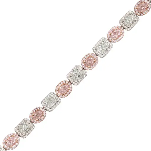 [FBR-1497.3#3804] Pink & White Diamond Cocktail Bracelet