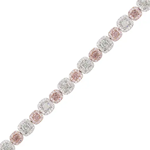 [FBR-1888#3805] Pink & White Diamond Halo Cocktail Bracelet