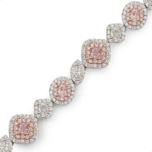 [FBR-2099#3806] White & Rose Gold Fancy Halo Bracelet