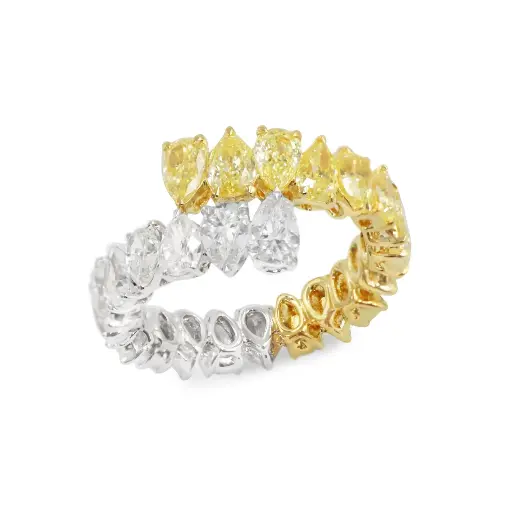 [FR-2149#3807] Fancy Yellow & White Diamond Crossover Ring