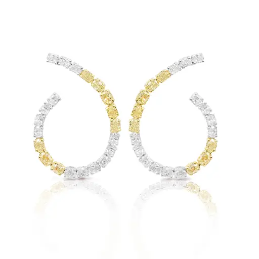 [FER-1229#3815] Fancy Yellow & White Diamond Gold Earrings