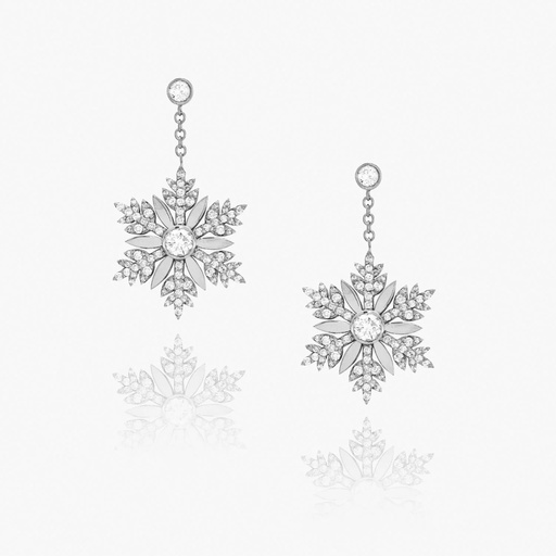 [EWW86X-WG] The Sierra Snowflake Drop Earrings