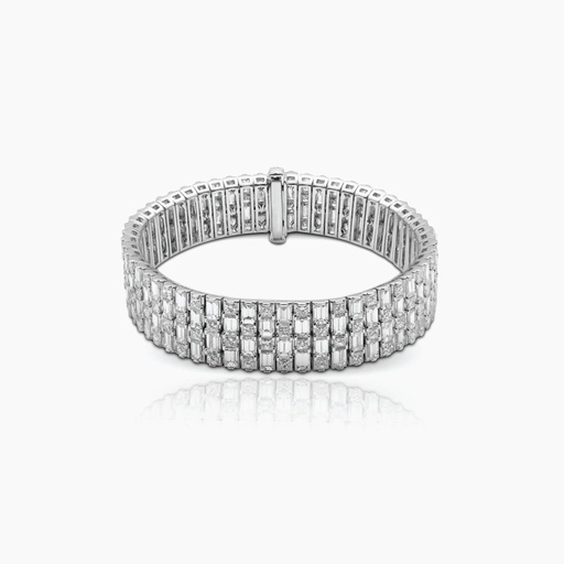 [B2059] The Stacked Princess and Baguette Bracelet