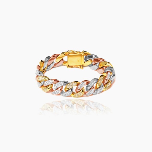[B19503] The Tri-Tone Cuban Link Bracelet