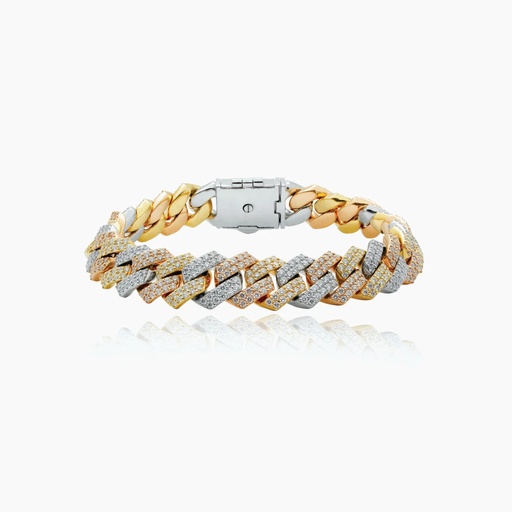 [B7005] The Tri-Tone Jagged Cuban Link Bracelet