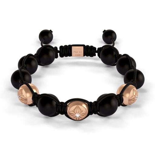 [D226672] Shamballa Jewels Rose Gold Diamond 10mm Braided Bead Bracelet