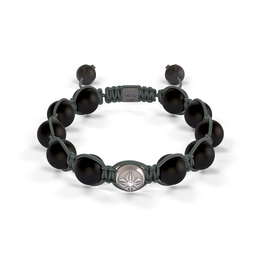 [D230818] Shamballa Jewels White Gold Diamond 10mm Braided Bead Bracelet