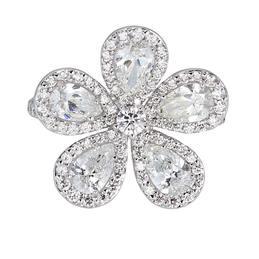 White Gold Classic Flower Ring