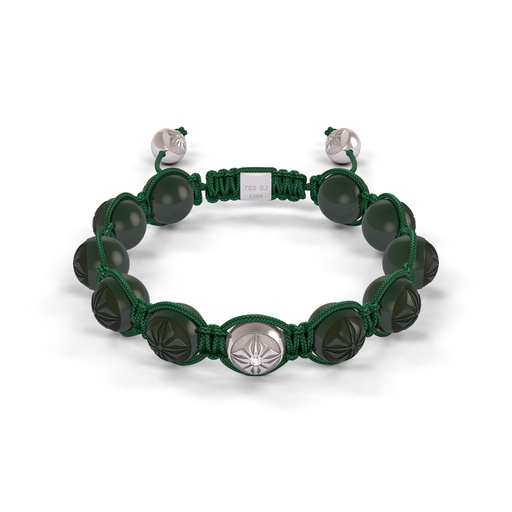 [D234702] Shamballa Jewels White Gold Diamond 10mm Braided Bead Bracelet