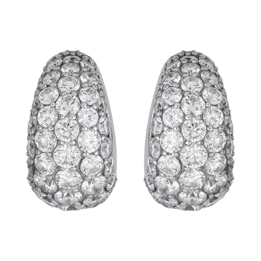 [E5406-DIA/WG] White Gold Dome Huggie Earring