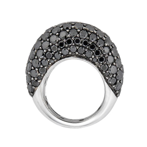 White Gold Dome Ring - Black Diamond