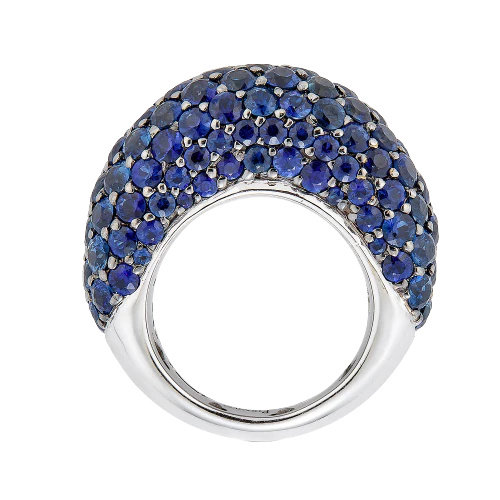 White Gold Dome Ring - Blue Sapphire