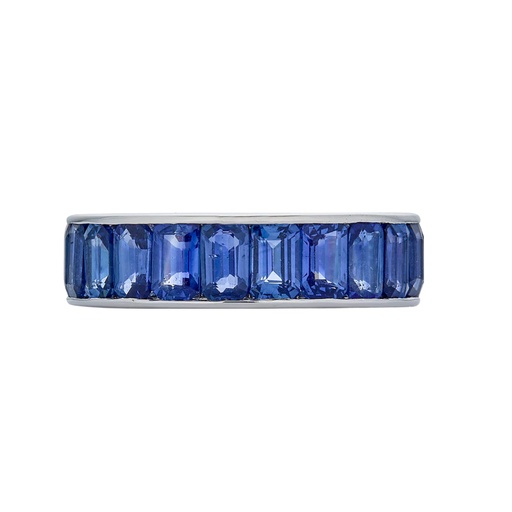 White Gold Eternity Channel Set Band - Blue Sapphire