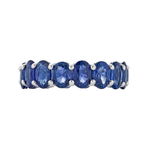White Gold Eternity Oval Band - Blue Sapphire