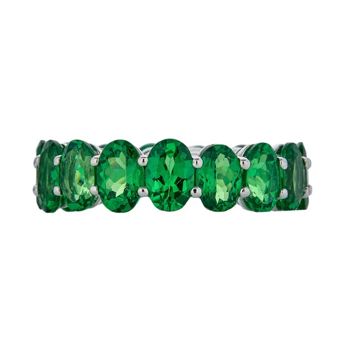 White Gold Eternity Oval Band - Tsavorite