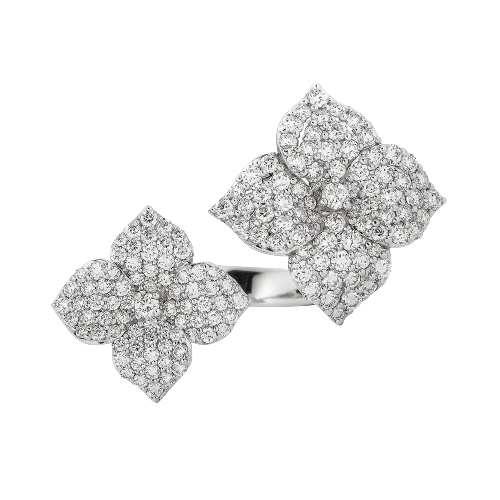 White Gold Fiore Double Flower Ring