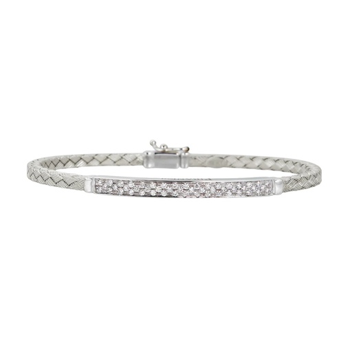 [B4487WD-WG] White Gold Oro Woven Bracelet