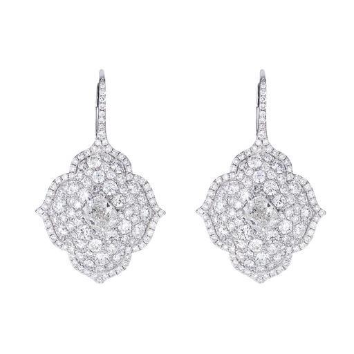 [E5132WDCU-WG] White Gold Pasha Drop Earrings
