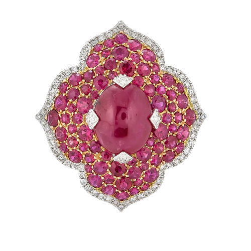 White Gold Pasha Ring - Ruby
