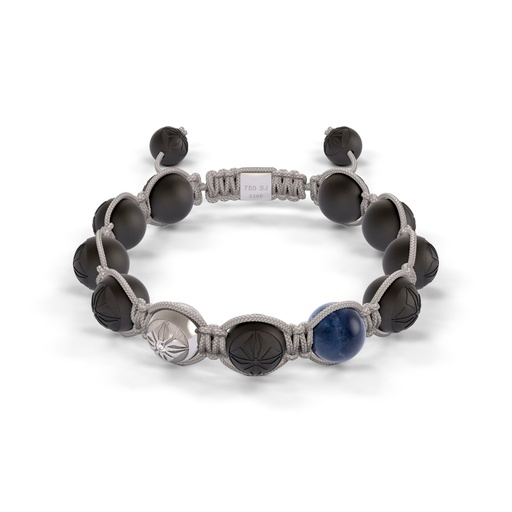 [D227094] Shamballa Jewels White Gold Diamond & Sapphire 10mm Braided Bead Bracelet